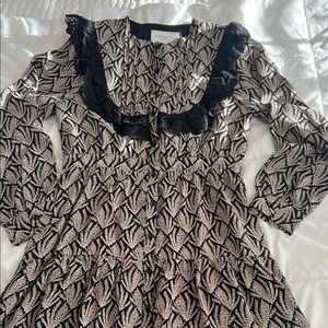 The Shirt Black and Beige Leaf Print Dress